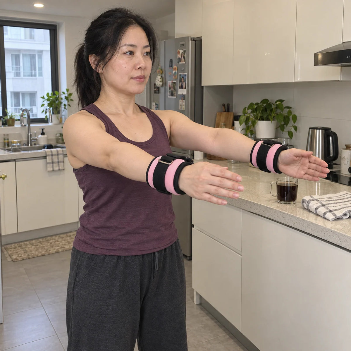 Woman making a strength break before coffee