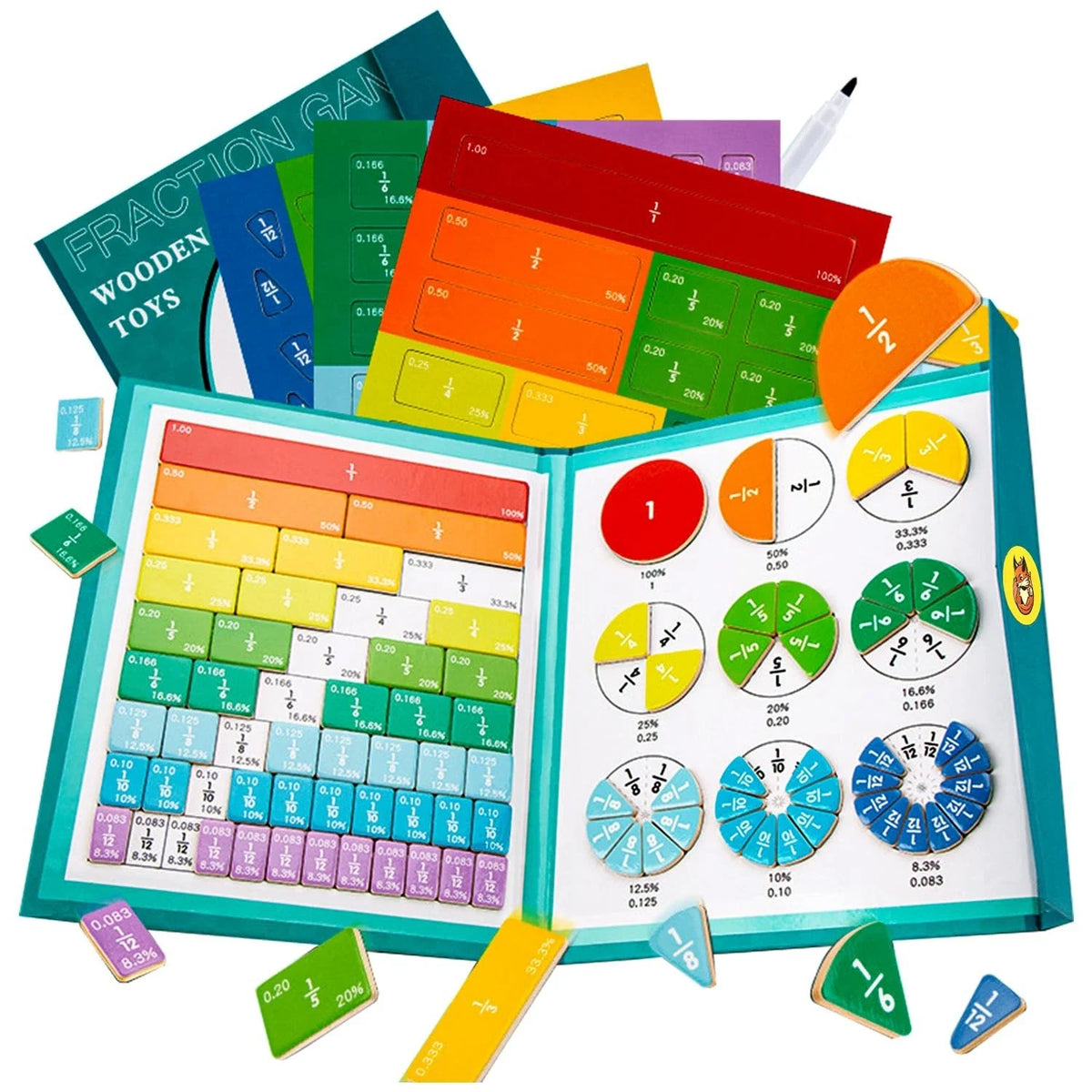 Ceyla Fraction Lab magnetic book and fraction pieces