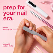 Nail file and wooden cuticle sticks for preparation
