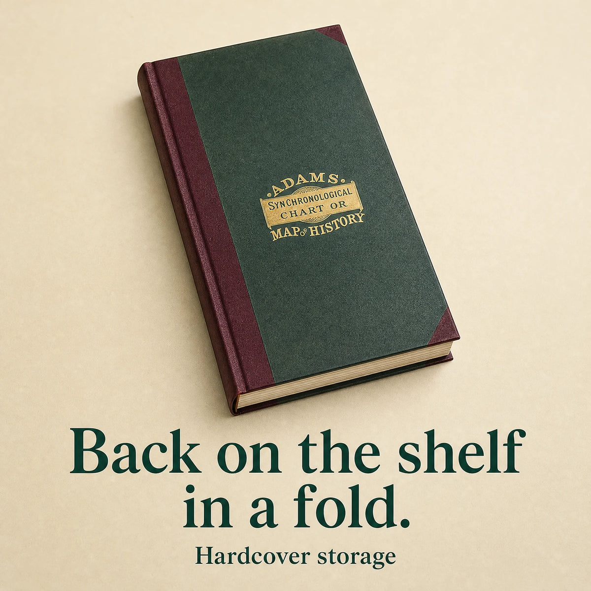 The history chart folded closed inside its hardcover