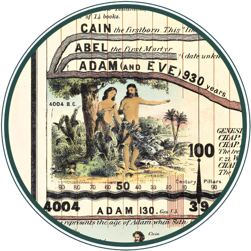 Supplier close-up of the chart’s biblical genealogy and historical illustration