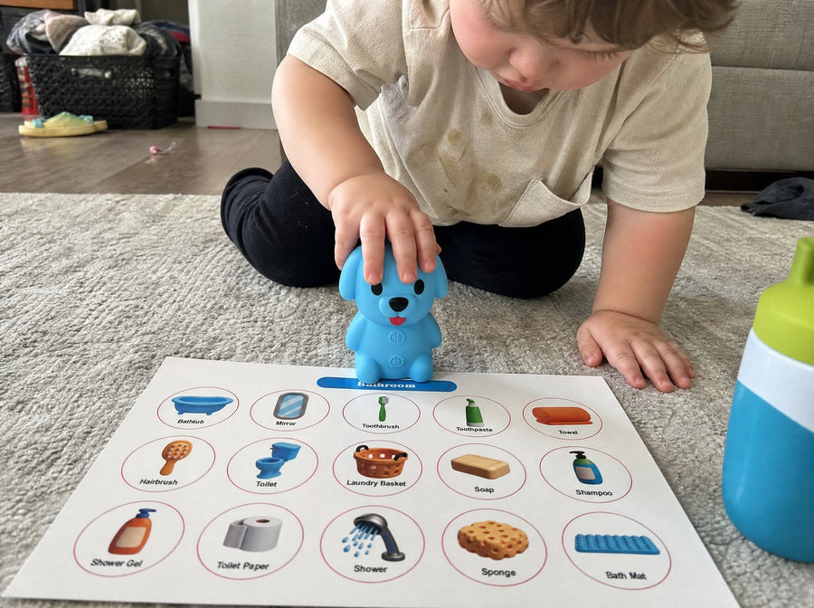 The Puppy Reader placed on a picture on a board