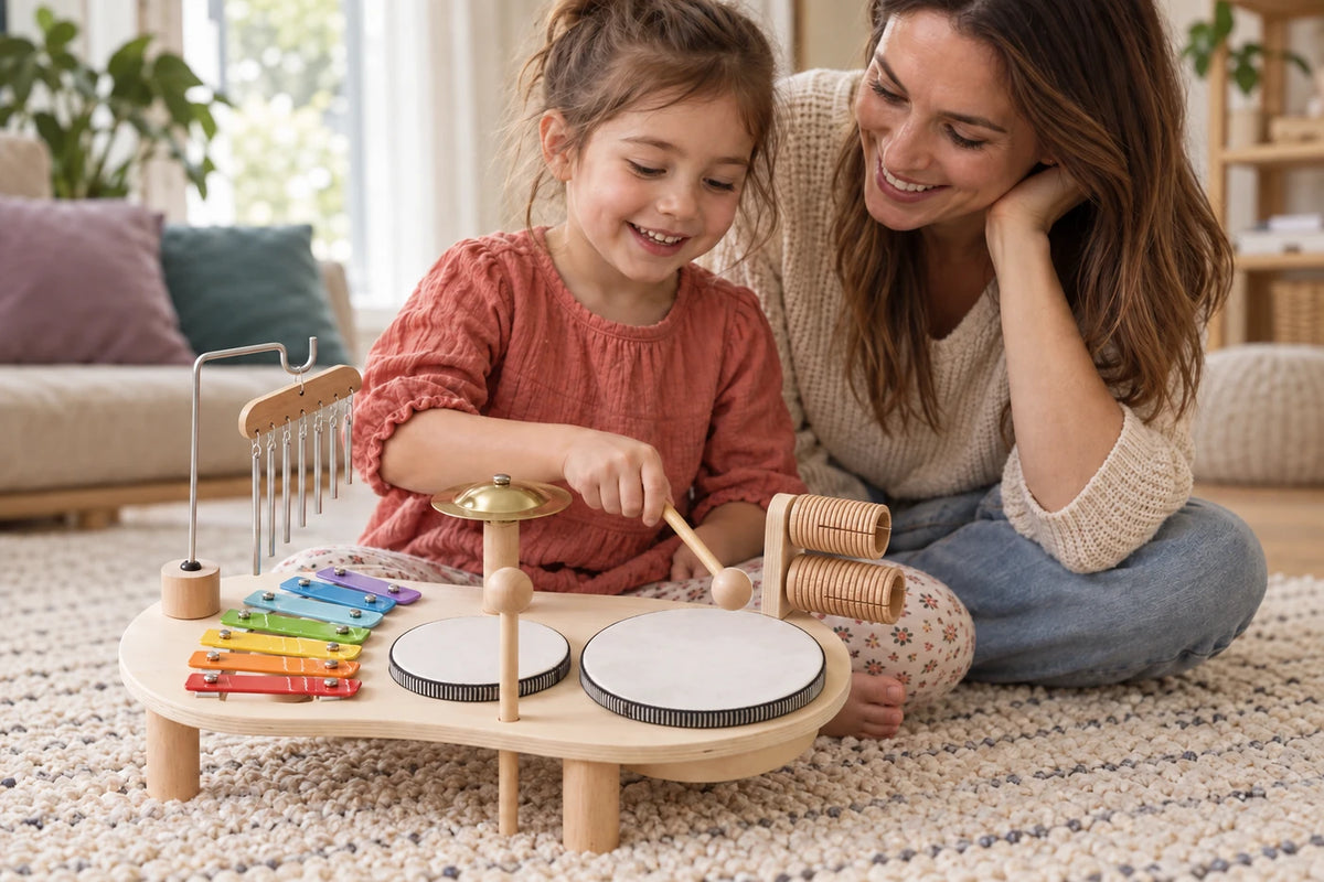 A parent and child sharing musical play with Little Symphony