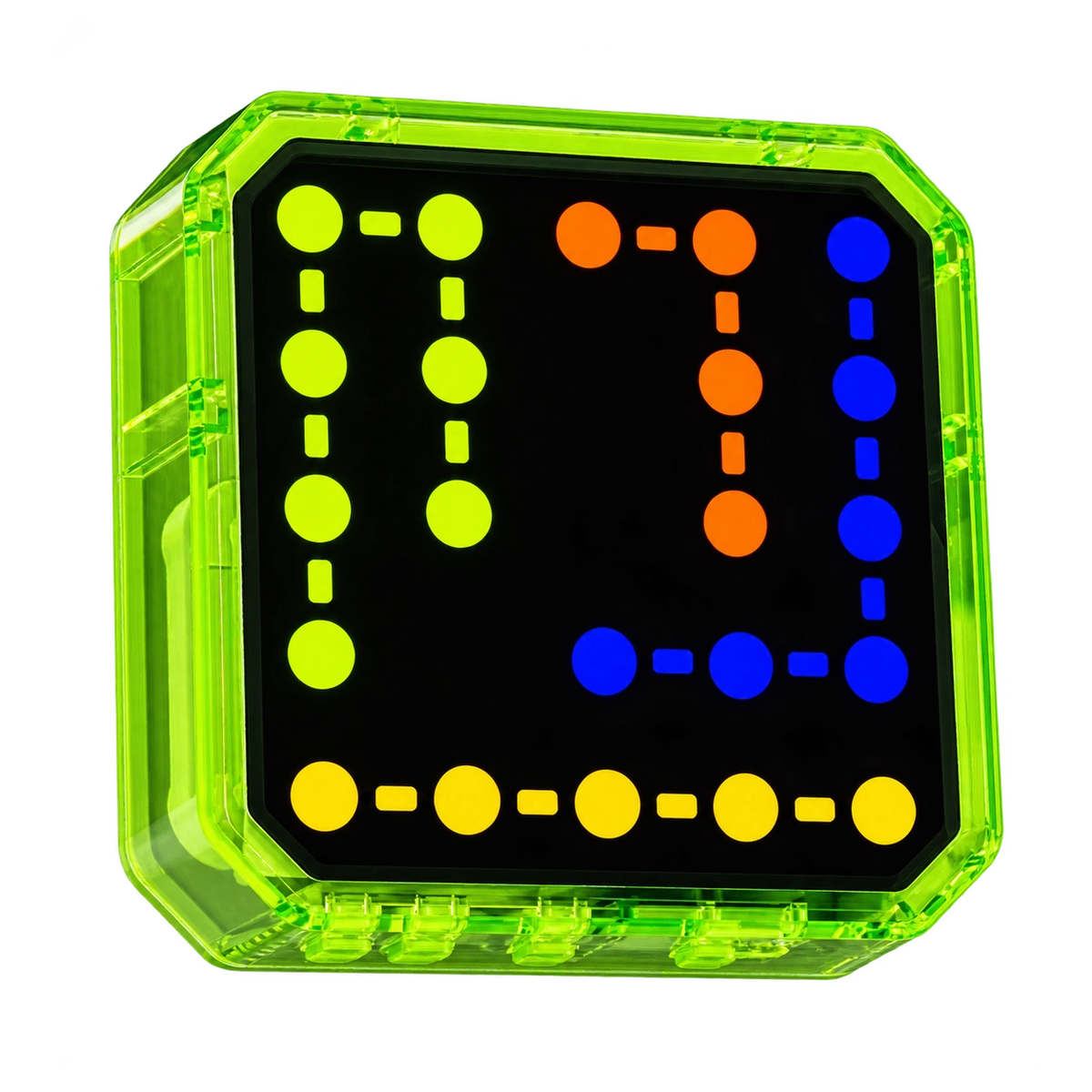 Lime Ceyla LinkUp handheld puzzle with illuminated colored paths